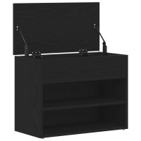 Produktbild för Skobänk med hylla Svart Ek 60 x 30 x 45 cm Konstruerat trä