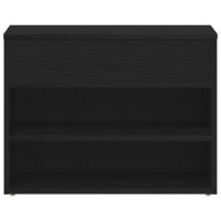 Produktbild för Skobänk med hylla Svart Ek 60 x 30 x 45 cm Konstruerat trä