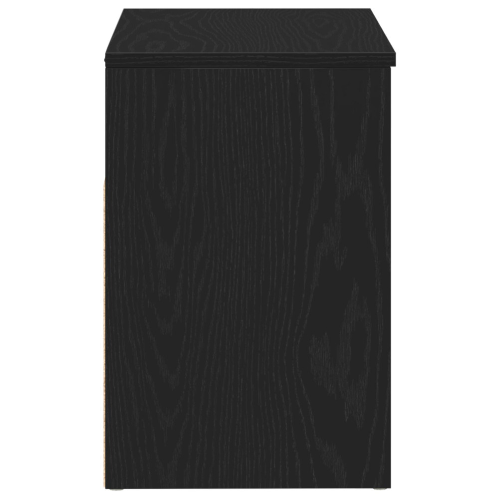 Produktbild för Skobänk med hylla Svart Ek 60 x 30 x 45 cm Konstruerat trä
