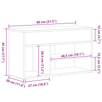 Produktbild för Skobänk med hylla Svart Ek 80 x 30 x 45 cm Konstruerat trä