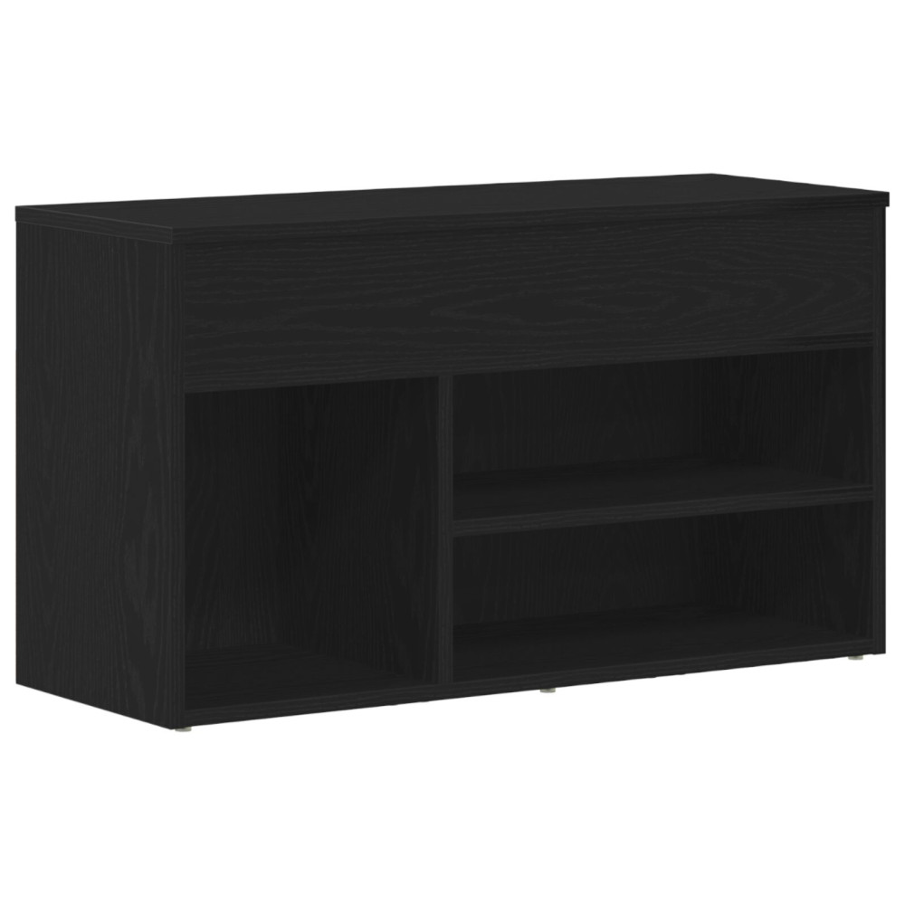 Produktbild för Skobänk med hylla Svart Ek 80 x 30 x 45 cm Konstruerat trä