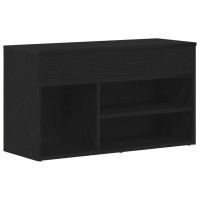 Produktbild för Skobänk med hylla Svart Ek 80 x 30 x 45 cm Konstruerat trä
