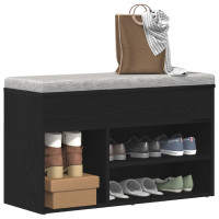 Produktbild för Skobänk med hylla Svart Ek 80 x 30 x 45 cm Konstruerat trä