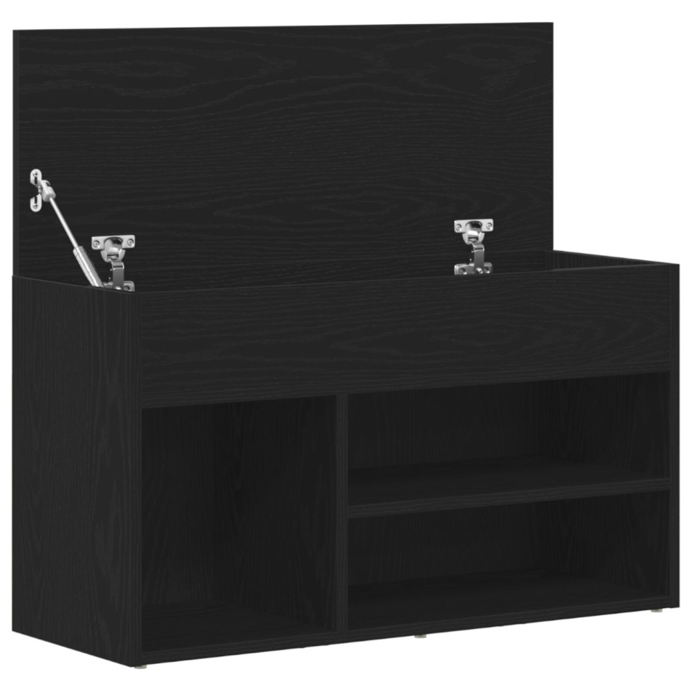 Produktbild för Skobänk med hylla Svart Ek 80 x 30 x 45 cm Konstruerat trä