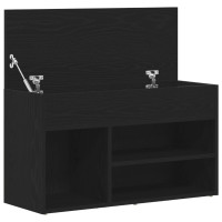 Produktbild för Skobänk med hylla Svart Ek 80 x 30 x 45 cm Konstruerat trä