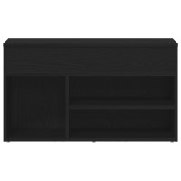 Produktbild för Skobänk med hylla Svart Ek 80 x 30 x 45 cm Konstruerat trä
