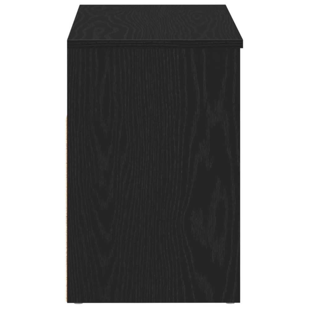 Produktbild för Skobänk med hylla Svart Ek 80 x 30 x 45 cm Konstruerat trä