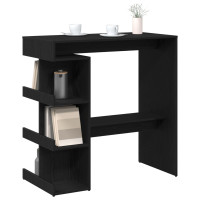 Produktbild för Barbord med hylla Svart Ek 100 x 48 x 101,5 cm Konstruerat trä