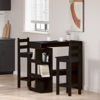 Produktbild för Barbord med hylla Svart Ek 100 x 48 x 101,5 cm Konstruerat trä