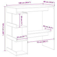 Produktbild för Barbord med hylla Svart Ek 100 x 48 x 101,5 cm Konstruerat trä