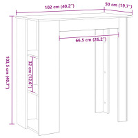 Produktbild för Barbord med hylla Svart Ek 102 x 50 x 103,5 cm Konstruerat trä