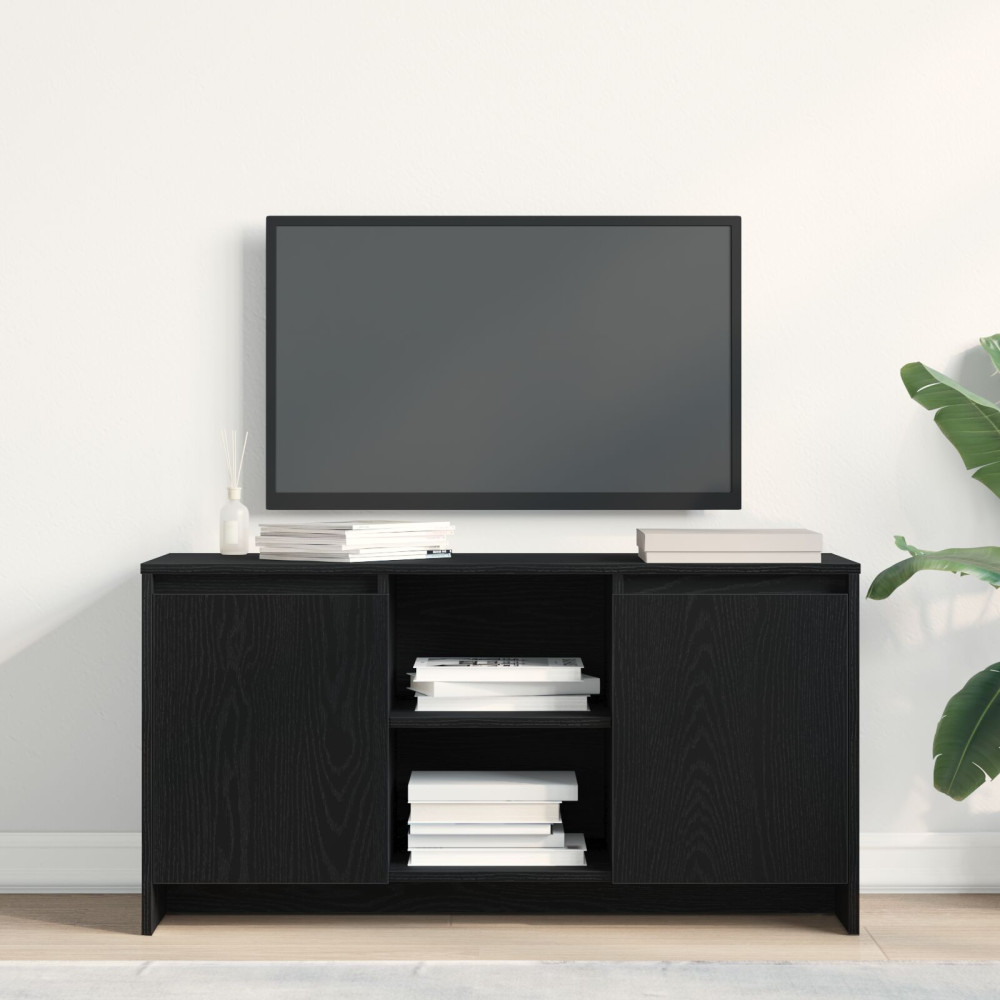 Produktbild för TV-skåp Svart Ek 102 x 37,5 x 52,5 cm Konstruerat trä