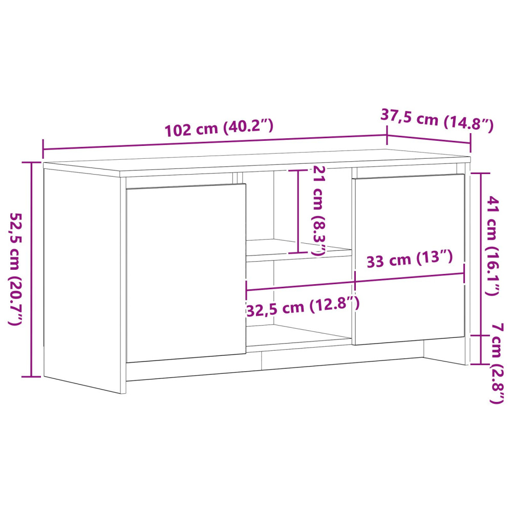 Produktbild för TV-skåp Svart Ek 102 x 37,5 x 52,5 cm Konstruerat trä