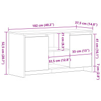Produktbild för TV-skåp Svart Ek 102 x 37,5 x 52,5 cm Konstruerat trä