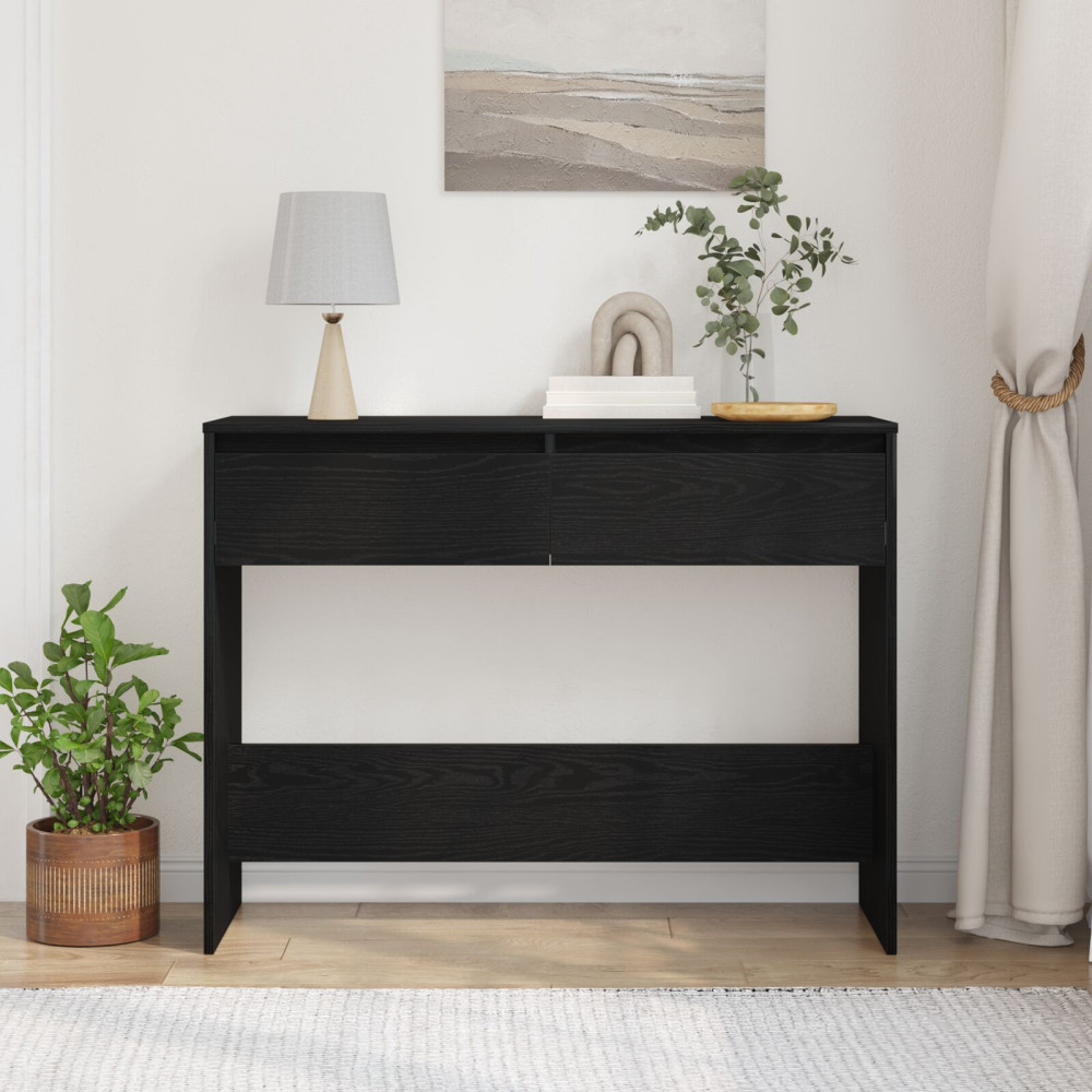 Produktbild för Konsolbord Svart Ek 100 x 35 x 76,5 cm Konstruerat trä