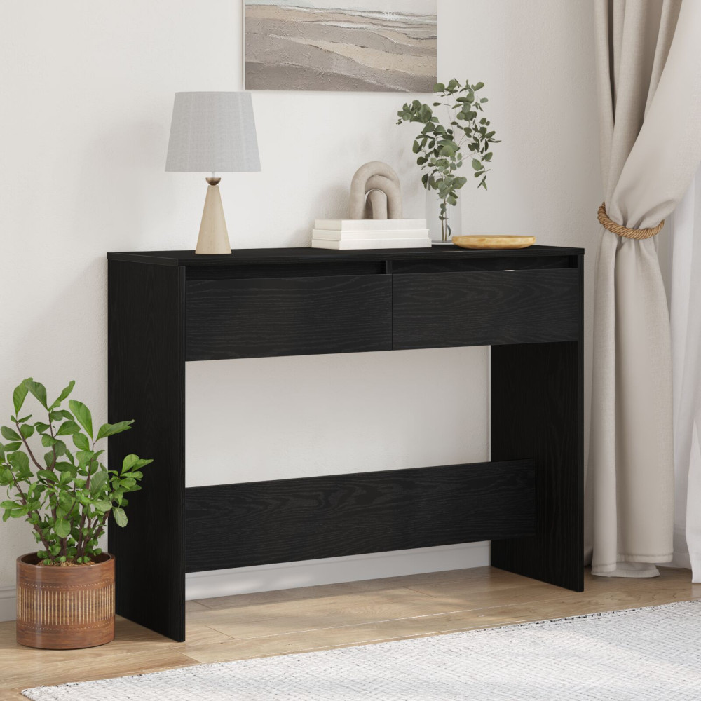 Produktbild för Konsolbord Svart Ek 100 x 35 x 76,5 cm Konstruerat trä