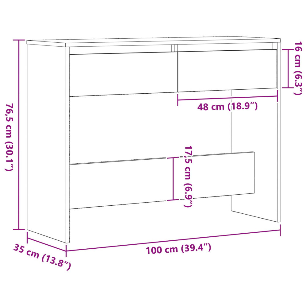 Produktbild för Konsolbord Svart Ek 100 x 35 x 76,5 cm Konstruerat trä