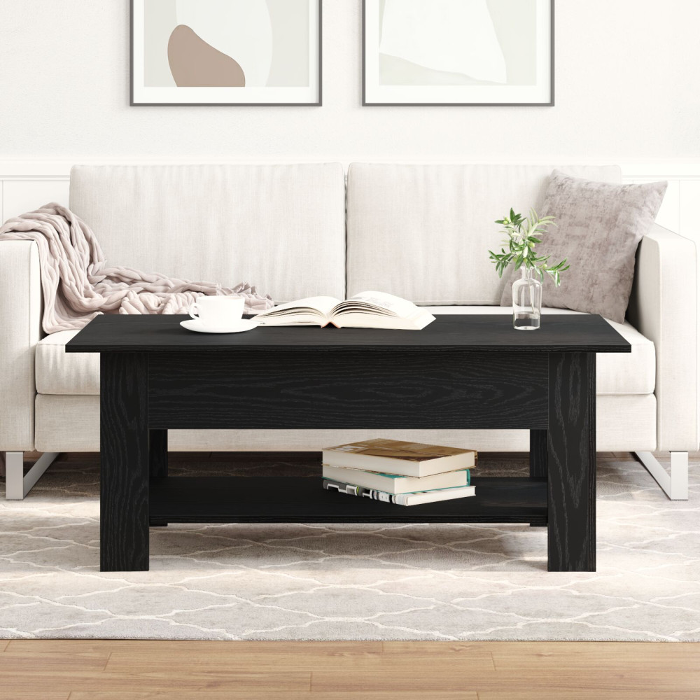 Produktbild för Kaffeebord Svart Ek 102 x 55 x 42 cm Konstruerat trä