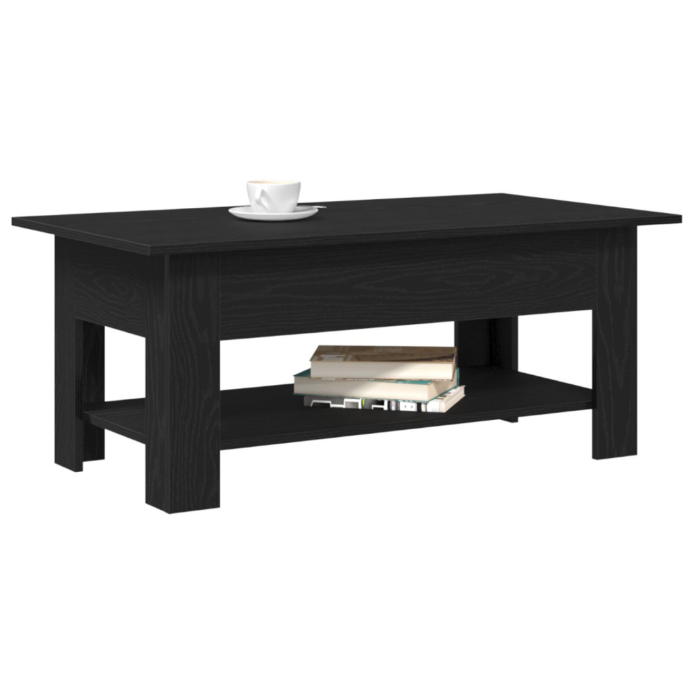 Produktbild för Kaffeebord Svart Ek 102 x 55 x 42 cm Konstruerat trä