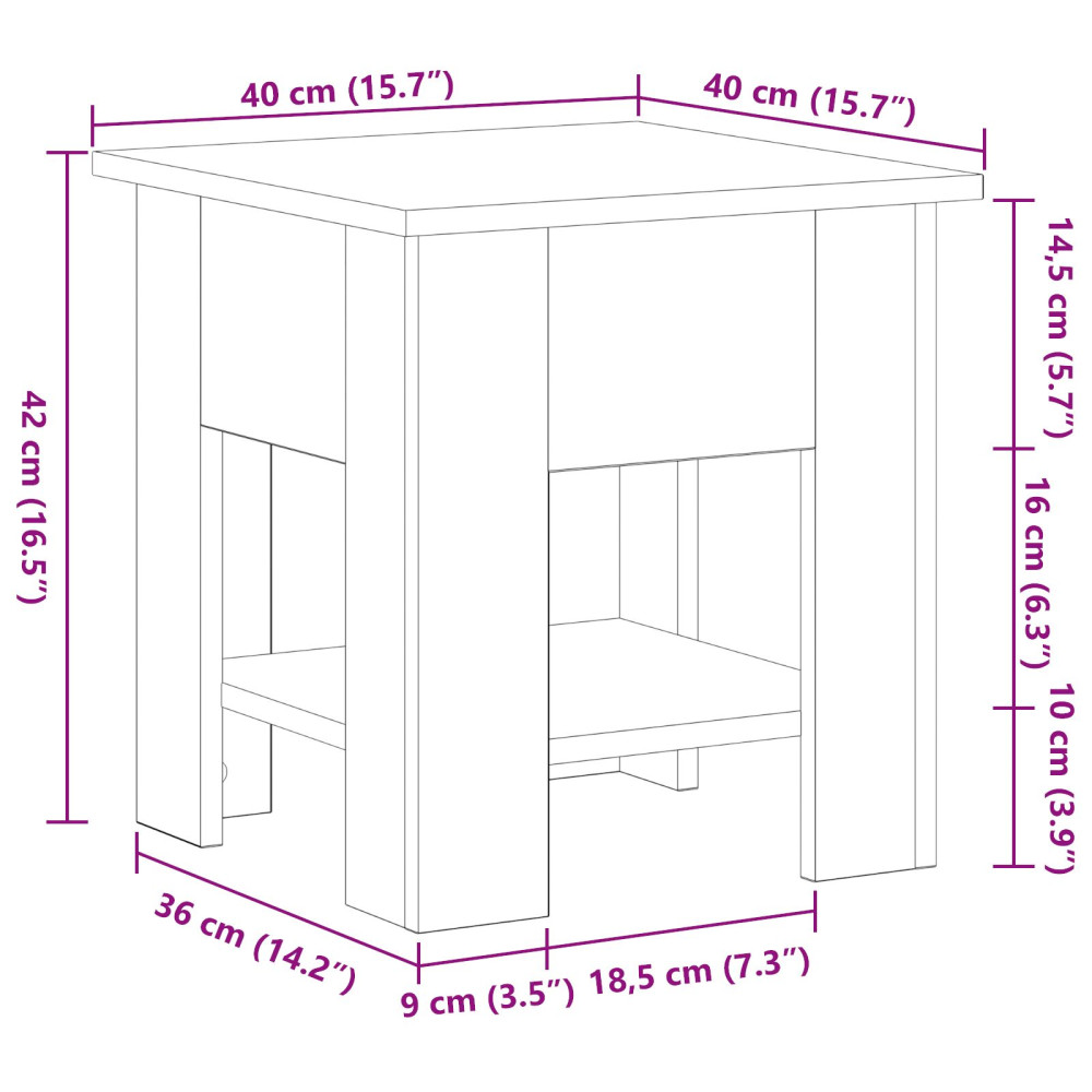 Produktbild för Kaffeebord Svart Ek 40 x 40 x 42 cm Konstruerat trä