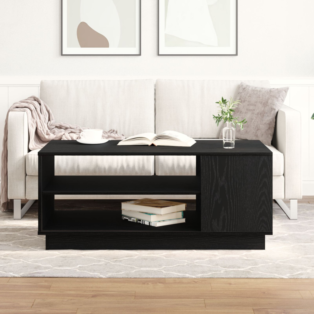 Produktbild för Kaffeebord Svart Ek 102 x 55 x 43 cm Konstruerat trä
