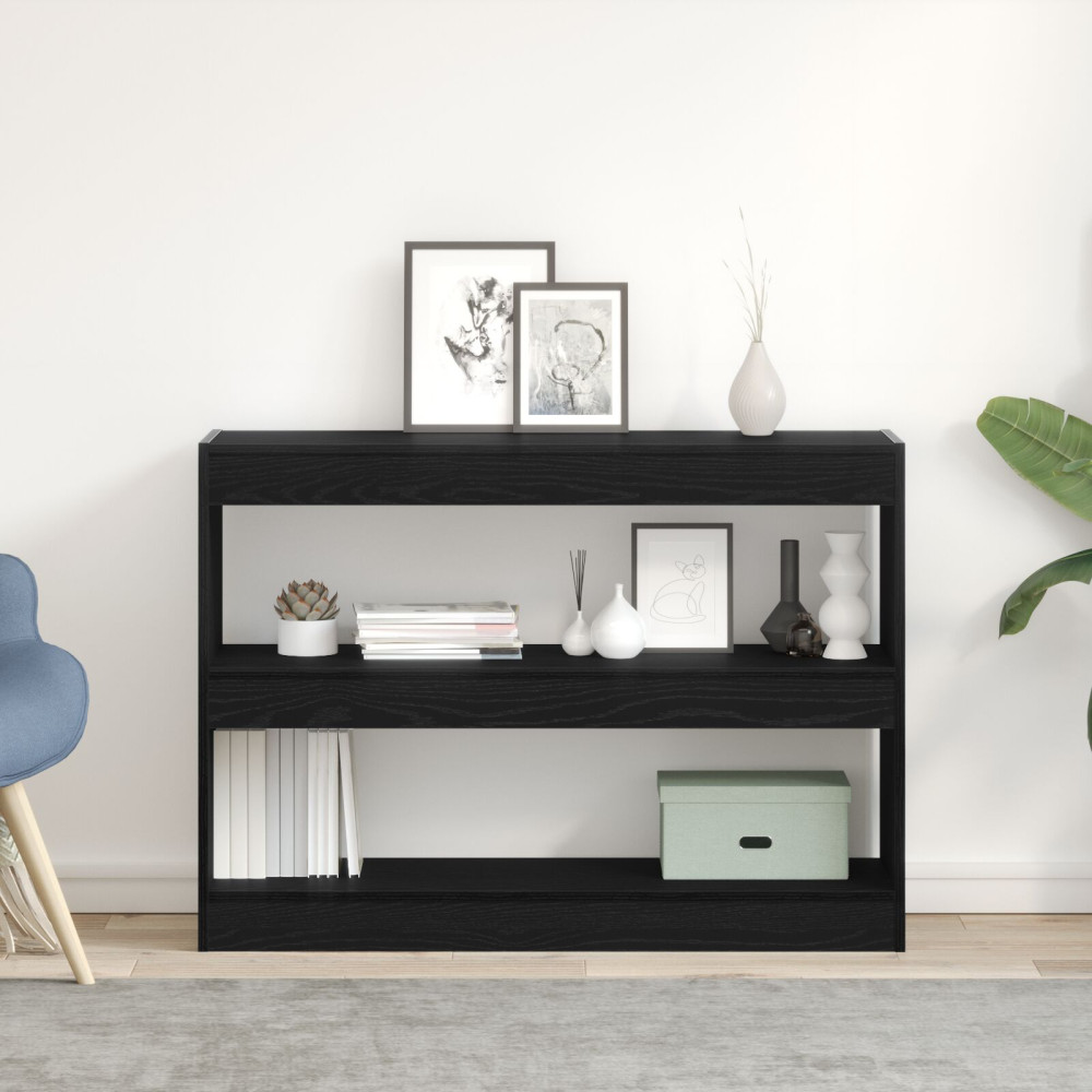 Produktbild för Bokhylla Svart Ek 100 x 30 x 72 cm Konstruerat trä