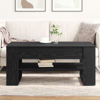 Produktbild för Kaffeebord Svart Ek 102 x 55 x 45 cm Konstruerat trä