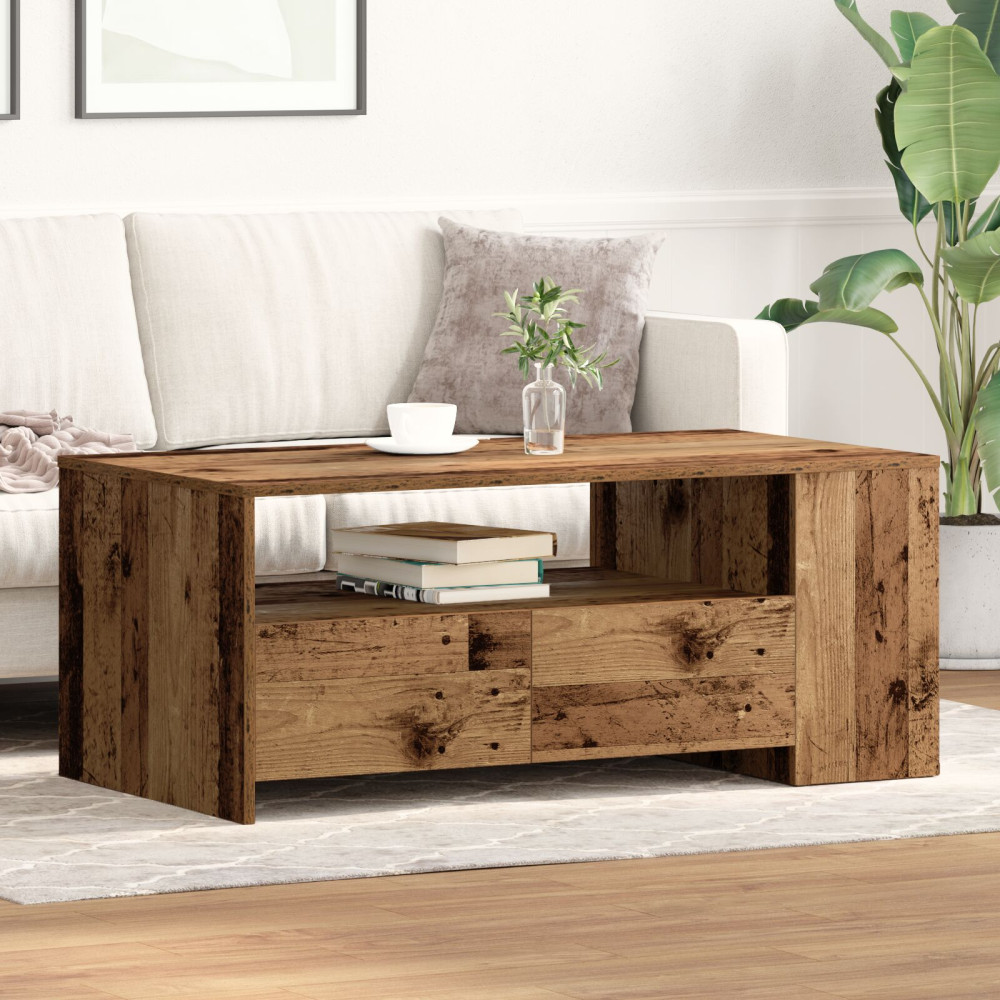 Produktbild för Kaffeebord Gammalt trä 102 x 55 x 43,5 cm Konstruerat trä