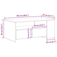 Produktbild för Kaffeebord Gammalt trä 102 x 55 x 43,5 cm Konstruerat trä