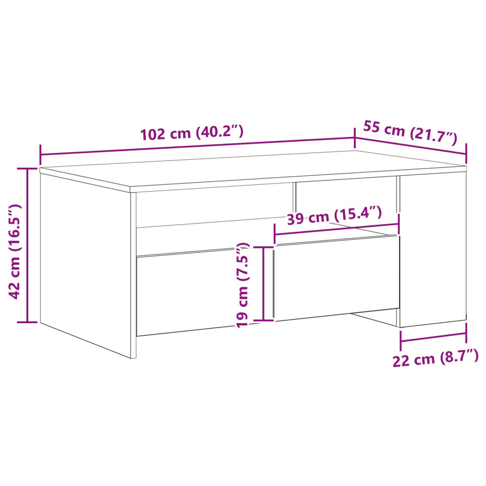 Produktbild för Kaffeebord Artisan Ek 102 x 55 x 43,5 cm Konstruerat trä