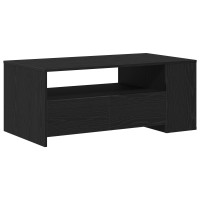 Produktbild för Kaffeebord med låda Svart Ek 102 x 55 x 43,5 cm Konstruerat trä