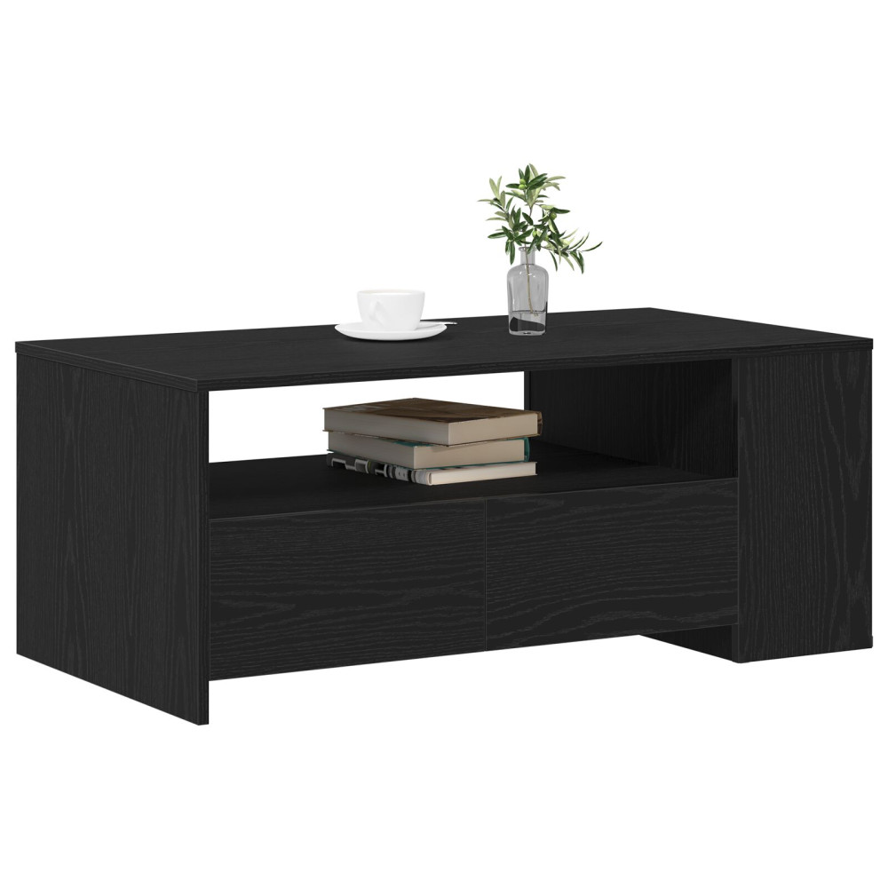 Produktbild för Kaffeebord med låda Svart Ek 102 x 55 x 43,5 cm Konstruerat trä