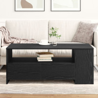 Produktbild för Kaffeebord med låda Svart Ek 102 x 55 x 43,5 cm Konstruerat trä