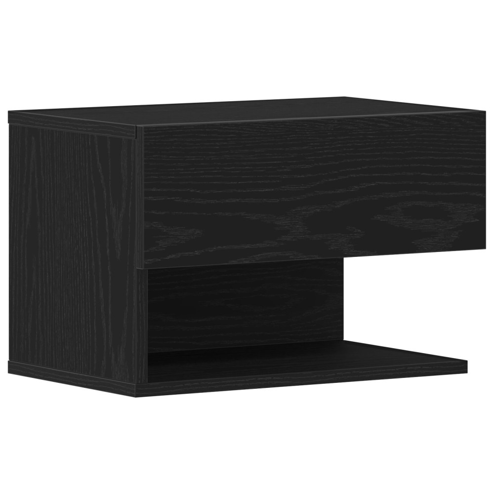 Produktbild för Nattduksbord med låda Svart Ek 46 x 30 x 30 cm Konstruerat trä