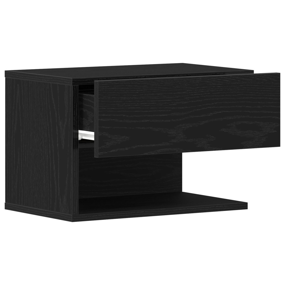 Produktbild för Nattduksbord med låda Svart Ek 46 x 30 x 30 cm Konstruerat trä