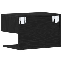 Produktbild för Nattduksbord med låda Svart Ek 46 x 30 x 30 cm Konstruerat trä