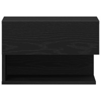 Produktbild för Nattduksbord med låda Svart Ek 46 x 30 x 30 cm Konstruerat trä