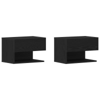Produktbild för Nattduksbord 2 pcs Svart Ek 46 x 30 x 30 cm Konstruerat trä