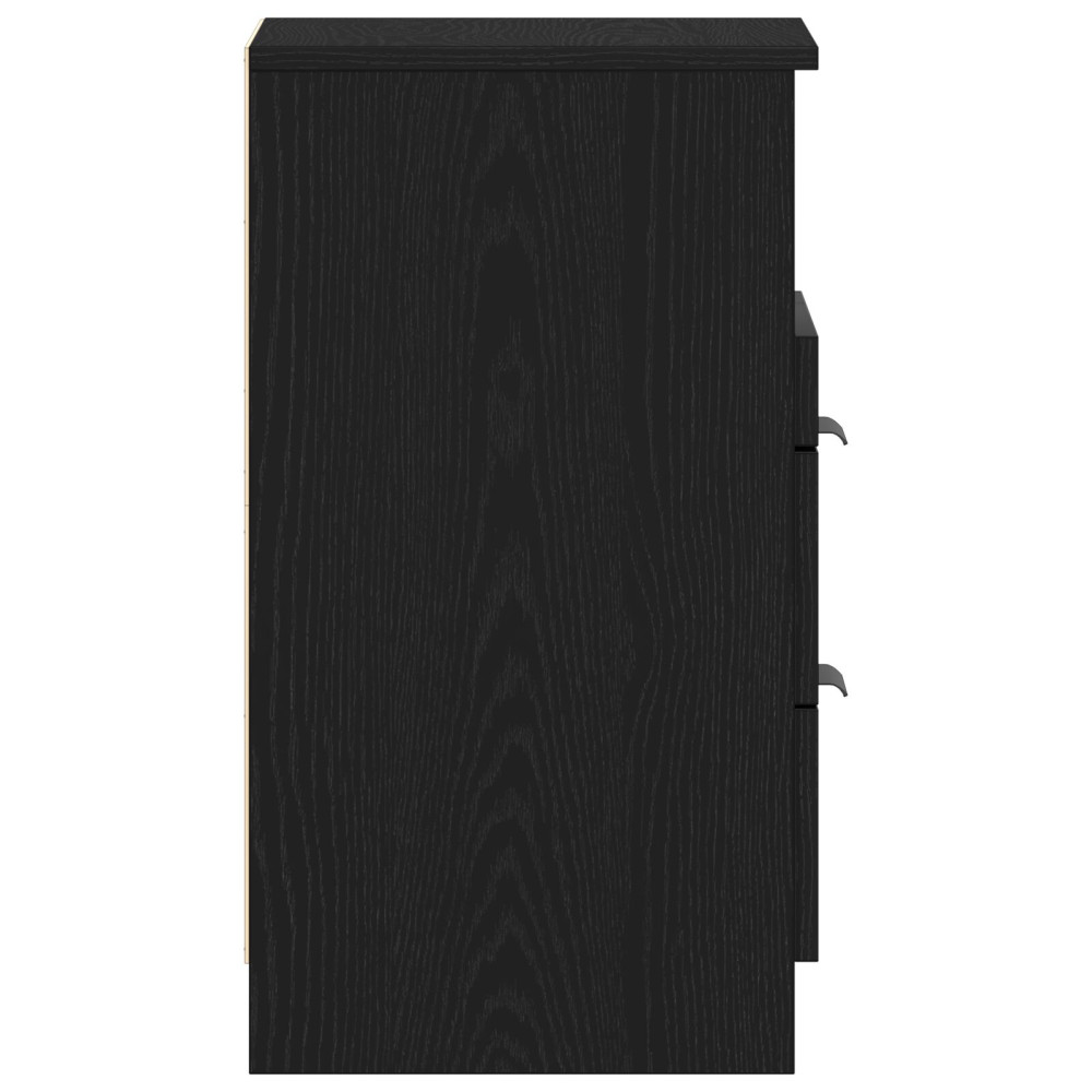 Produktbild för Nattduksbord med låda Svart Ek 40 x 35 x 65 cm Konstruerat trä