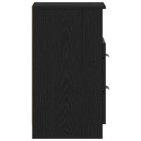 Produktbild för Nattduksbord med låda Svart Ek 40 x 35 x 65 cm Konstruerat trä