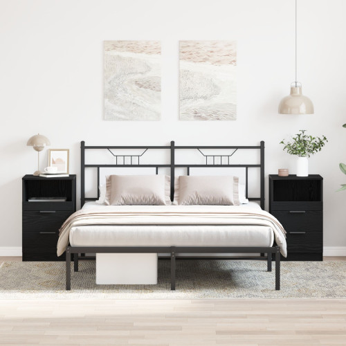 vidaXL Nattduksbord 2 pcs Svart Ek 40 x 35 x 65 cm Konstruerat trä