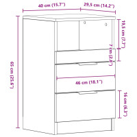 Produktbild för Nattduksbord 2 pcs Svart Ek 40 x 35 x 65 cm Konstruerat trä