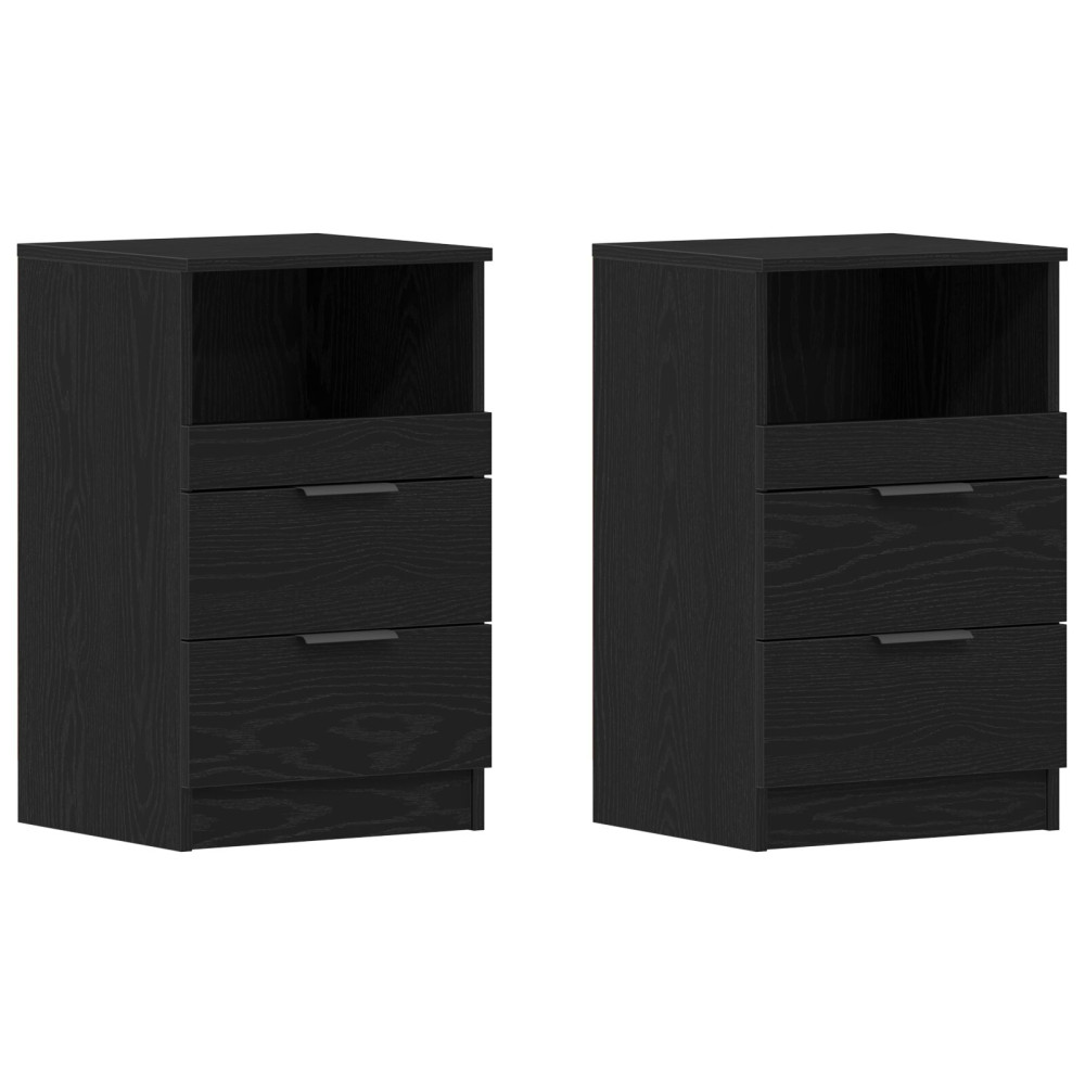 Produktbild för Nattduksbord 2 pcs Svart Ek 40 x 35 x 65 cm Konstruerat trä