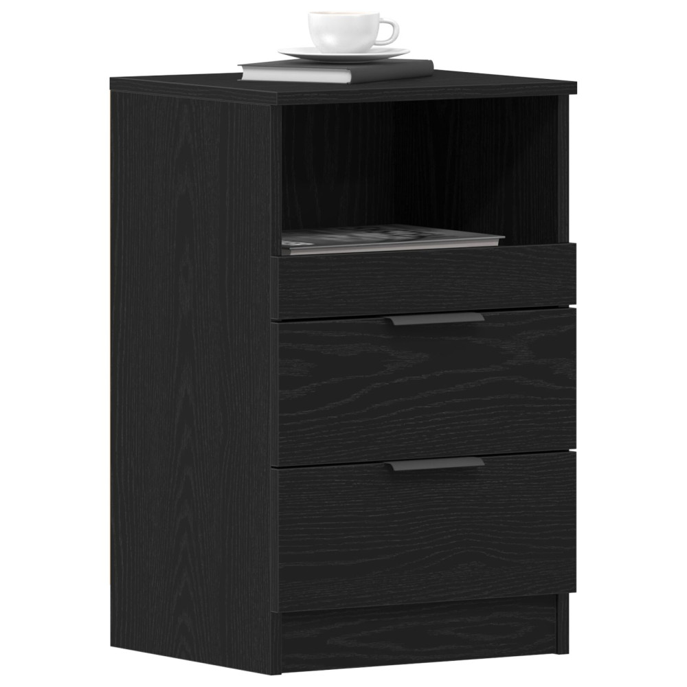 Produktbild för Nattduksbord 2 pcs Svart Ek 40 x 35 x 65 cm Konstruerat trä