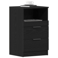 Produktbild för Nattduksbord 2 pcs Svart Ek 40 x 35 x 65 cm Konstruerat trä