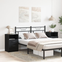 Produktbild för Nattduksbord 2 pcs Svart Ek 40 x 35 x 65 cm Konstruerat trä