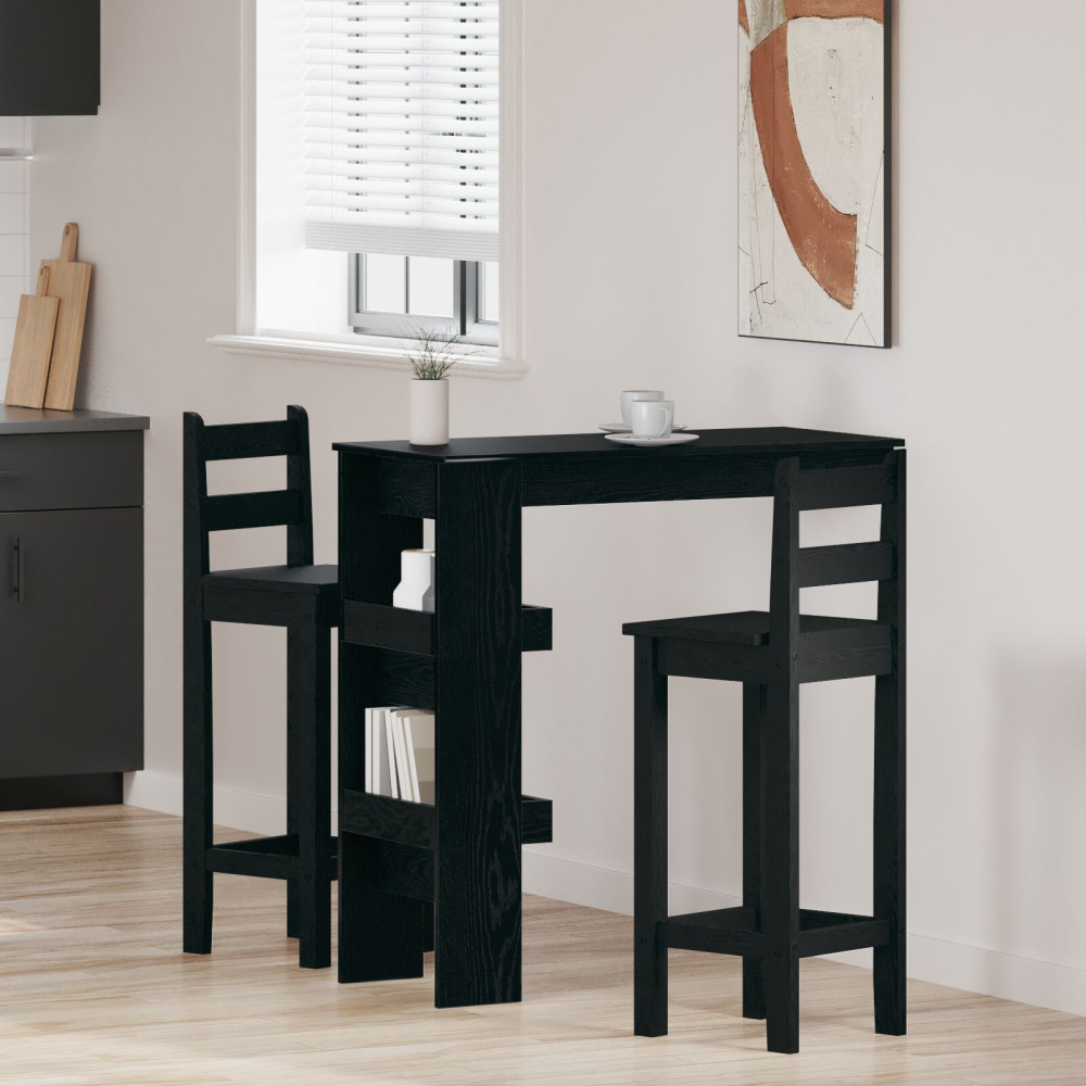 Produktbild för Vägg Barbord Svart Ek 102 x 45 x 103,5 cm Konstruerat trä