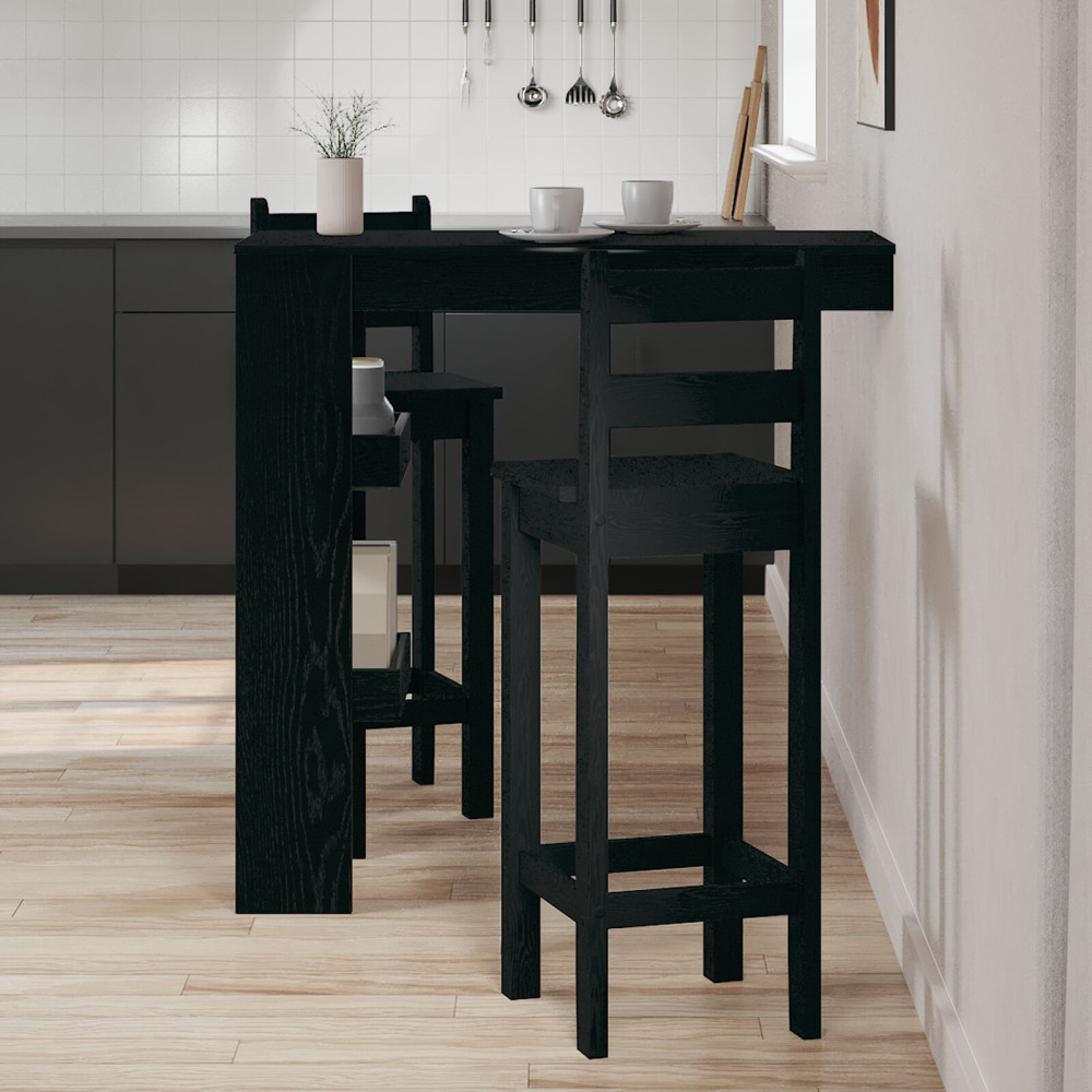 Produktbild för Vägg Barbord Svart Ek 102 x 45 x 103,5 cm Konstruerat trä