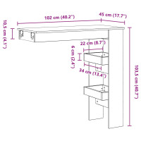 Produktbild för Vägg Barbord Svart Ek 102 x 45 x 103,5 cm Konstruerat trä
