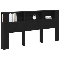 Produktbild för Sänggavelsskåp Svart Ek 200 x 18,5 x 102,5 cm Konstruerat trä